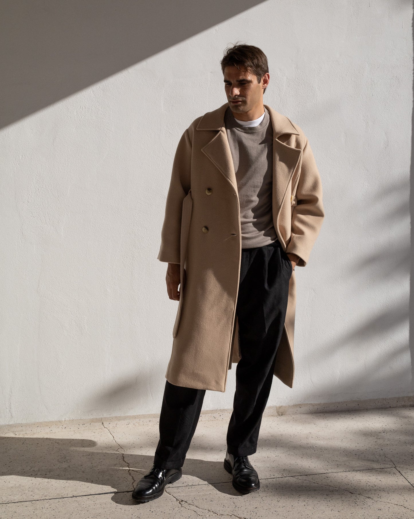 WOOL TRENCH COAT | LIGHT BEIGE