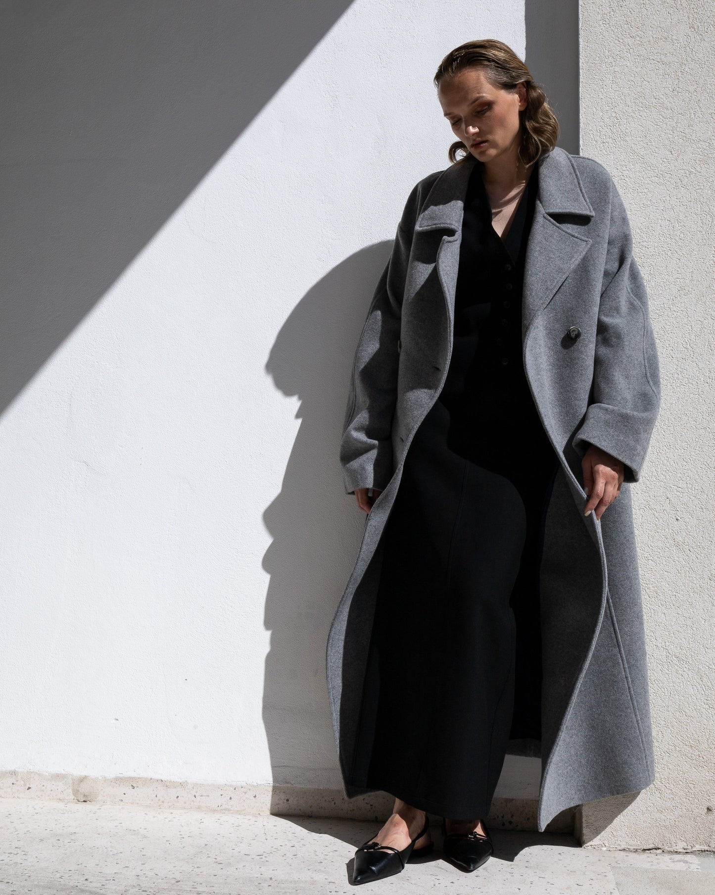 WOOL TRENCH COAT | LIGHT GREY