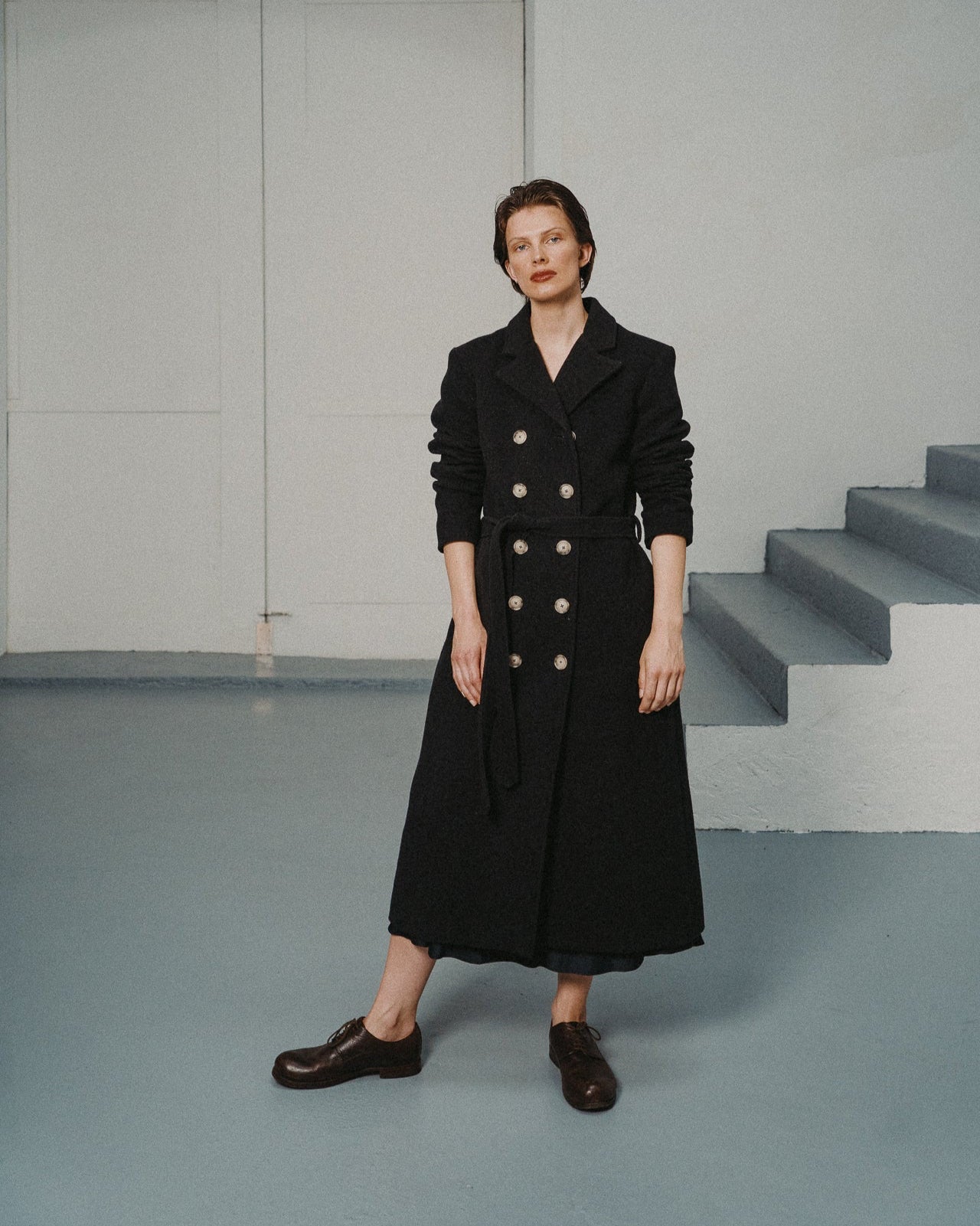 WOOL ICONIC COAT | DARK ANTHRACITE