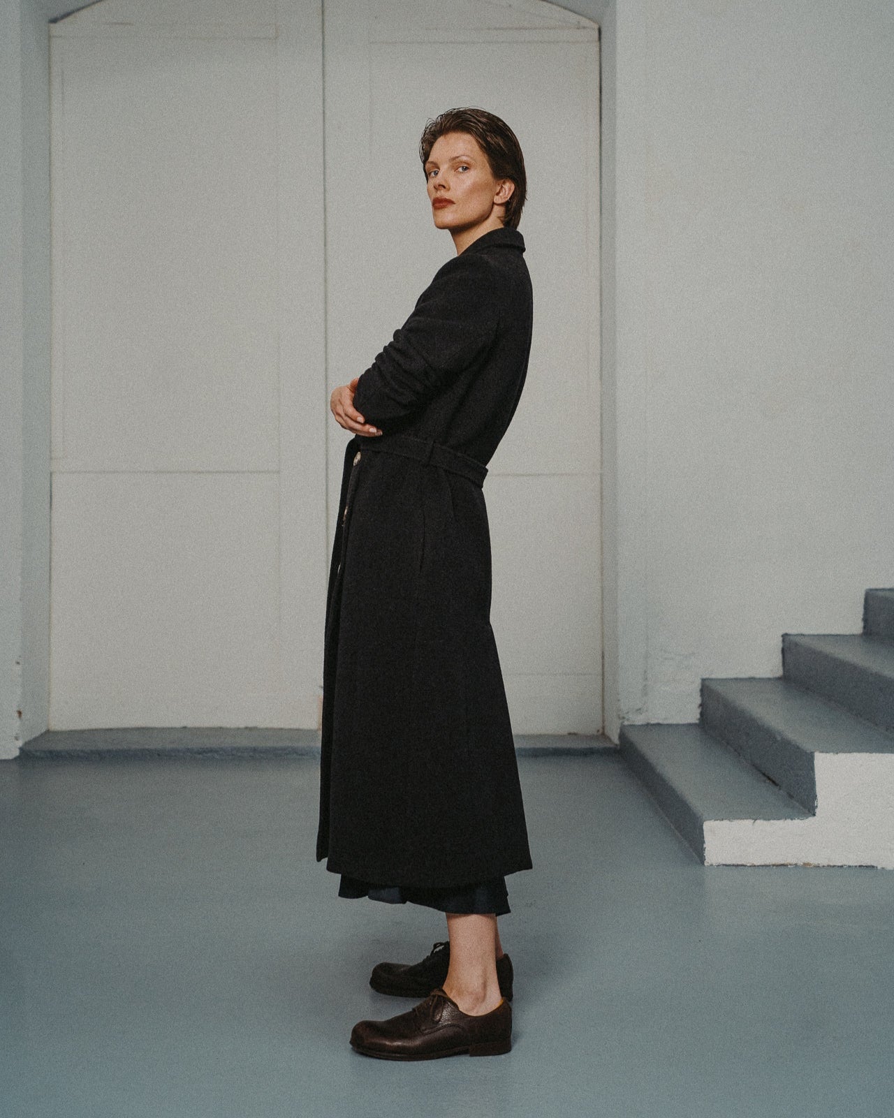 WOOL ICONIC COAT | DARK ANTHRACITE