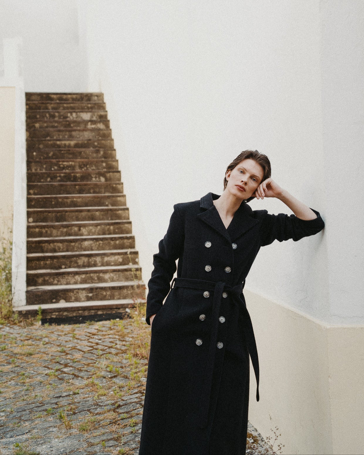 WOOL ICONIC COAT | DARK ANTHRACITE