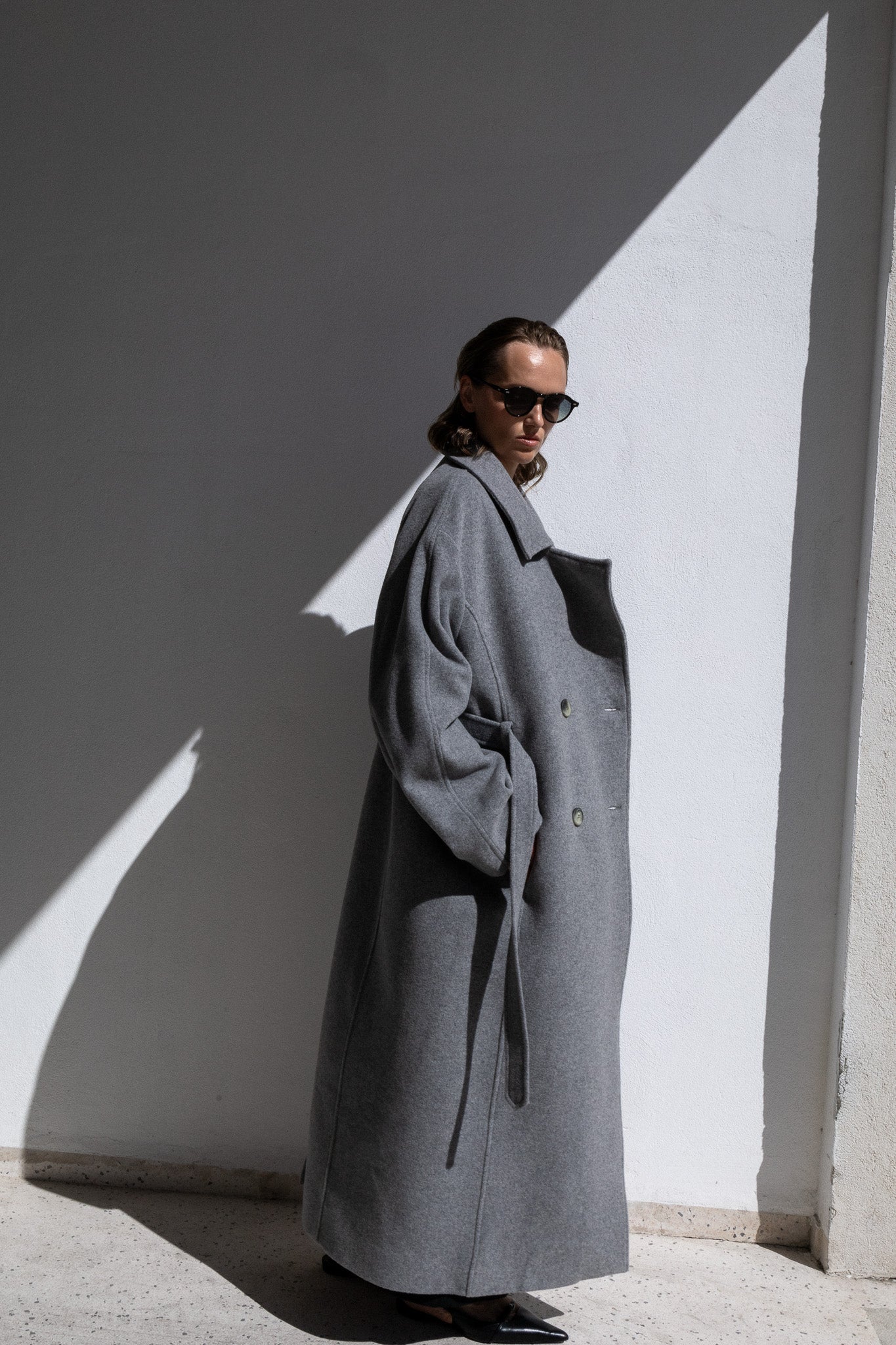 WOOL TRENCH COAT | LIGHT GREY