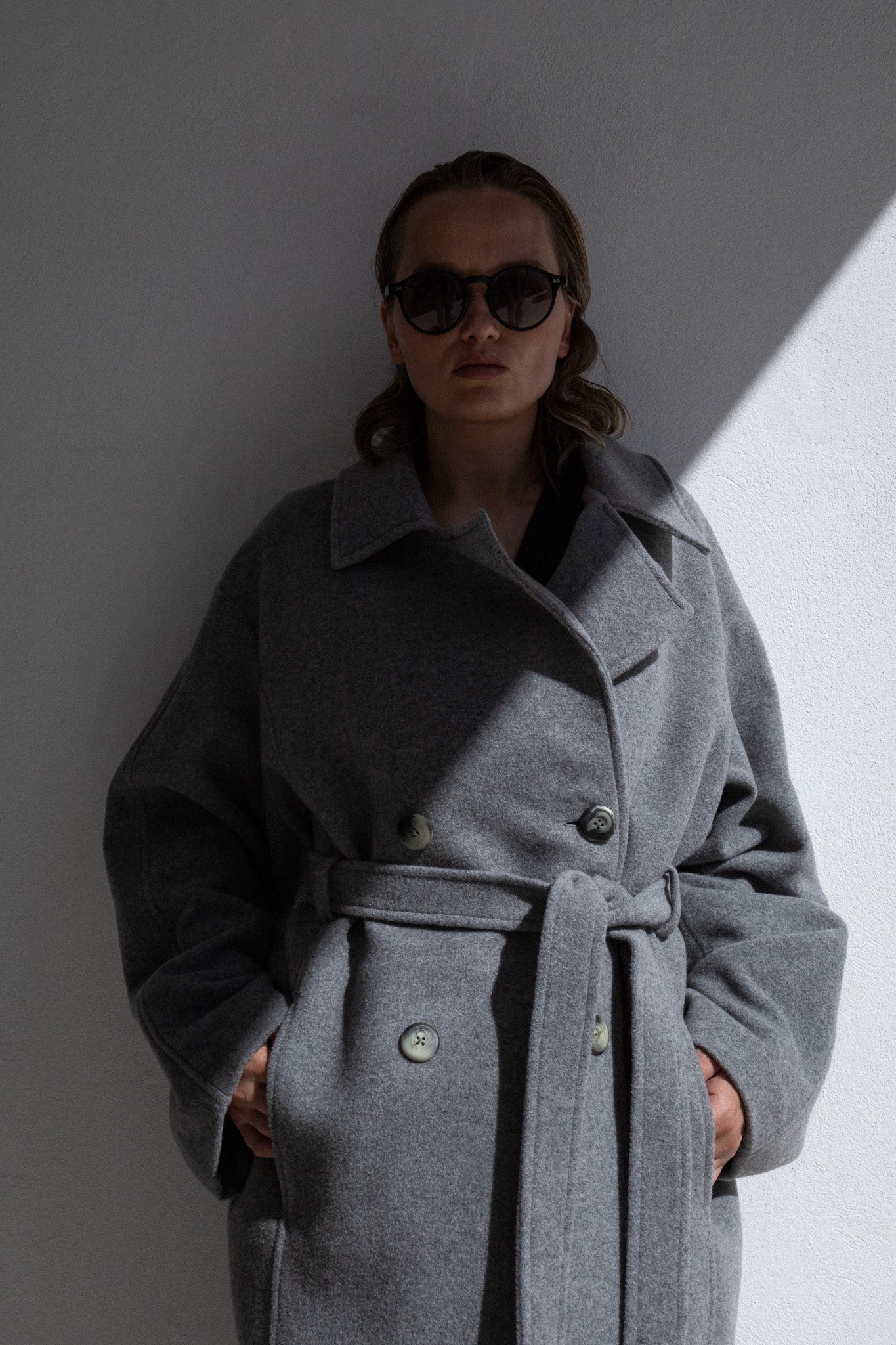 WOOL TRENCH COAT | LIGHT GREY