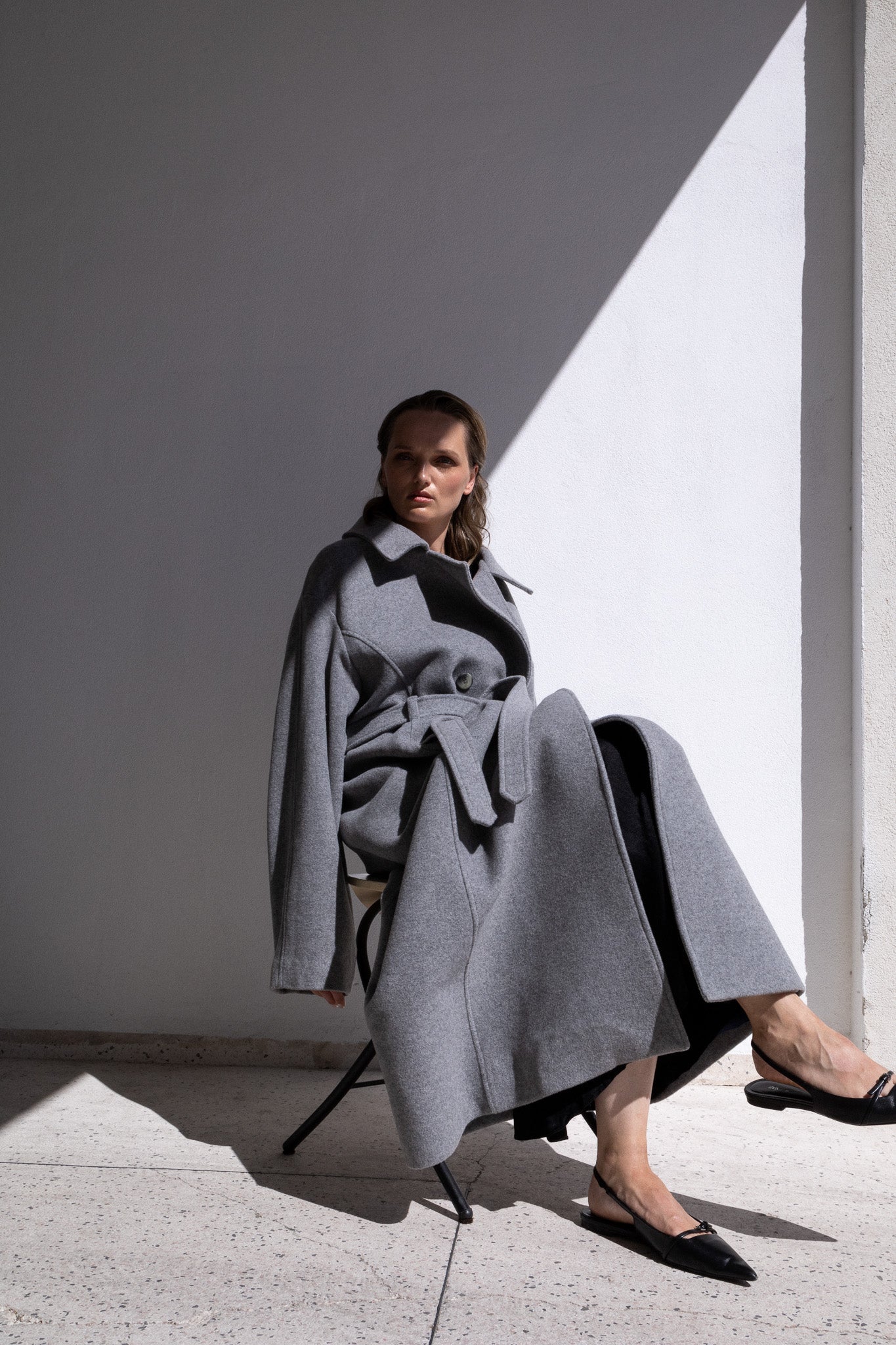 WOOL TRENCH COAT | LIGHT GREY