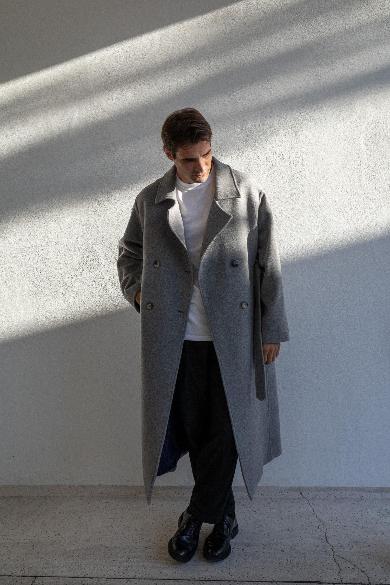 WOOL TRENCH COAT | LIGHT GREY