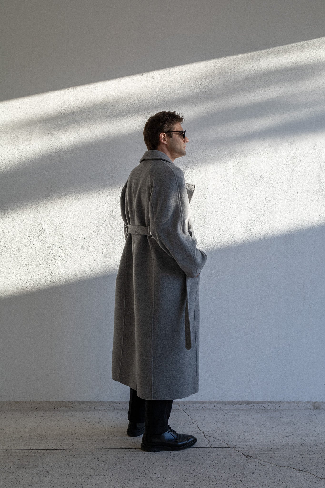WOOL TRENCH COAT | LIGHT GREY