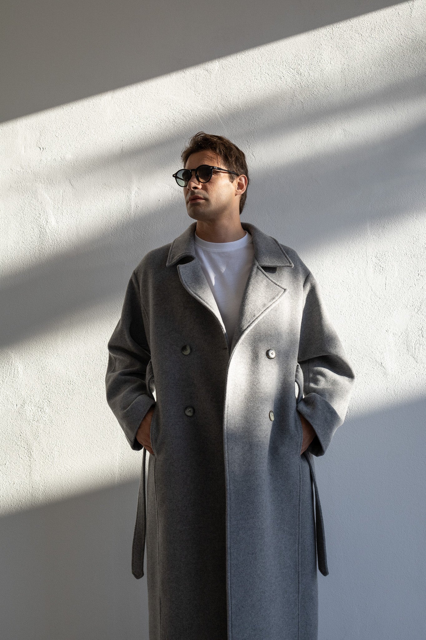 WOOL TRENCH COAT | LIGHT GREY