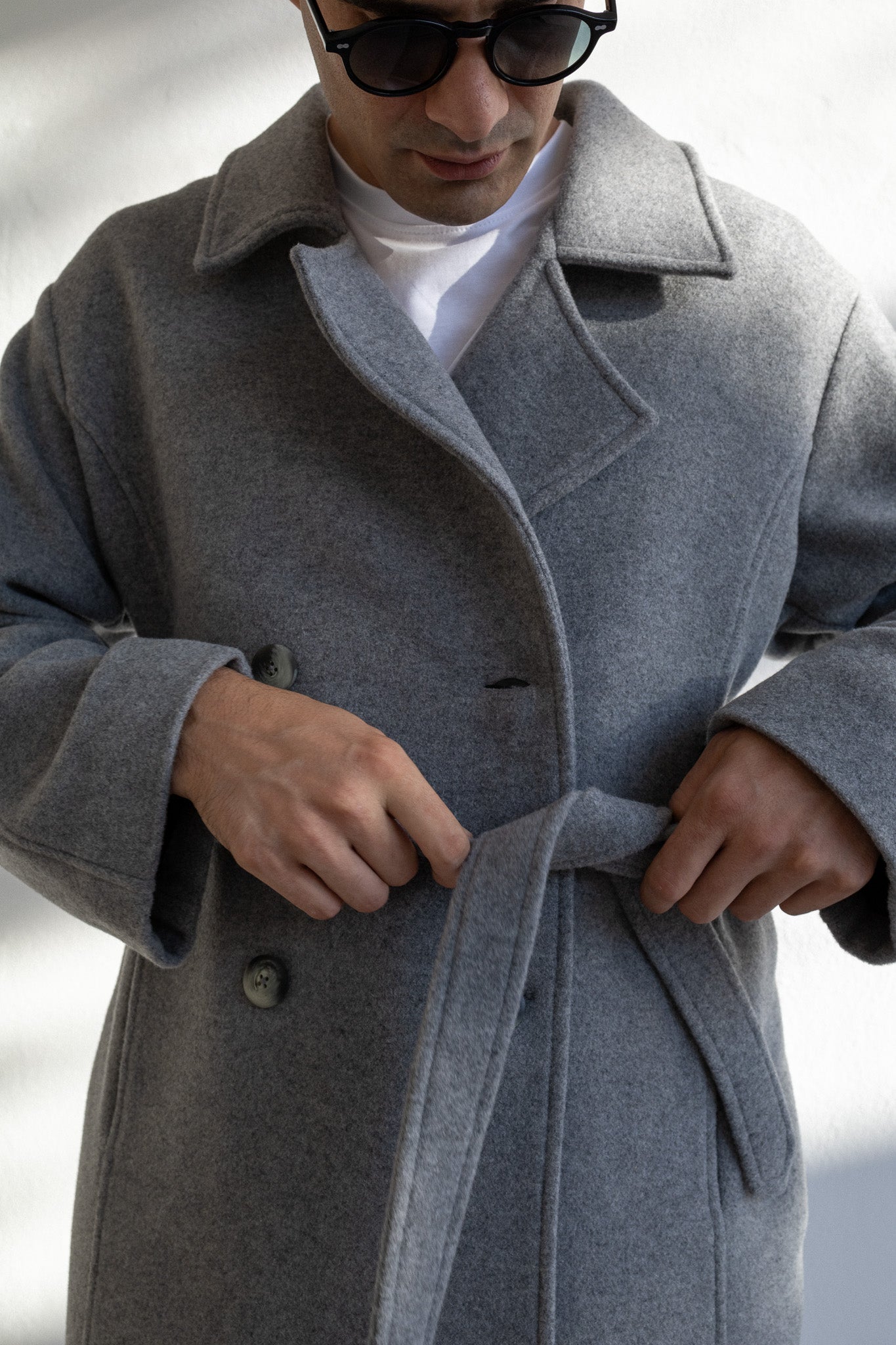WOOL TRENCH COAT | LIGHT GREY