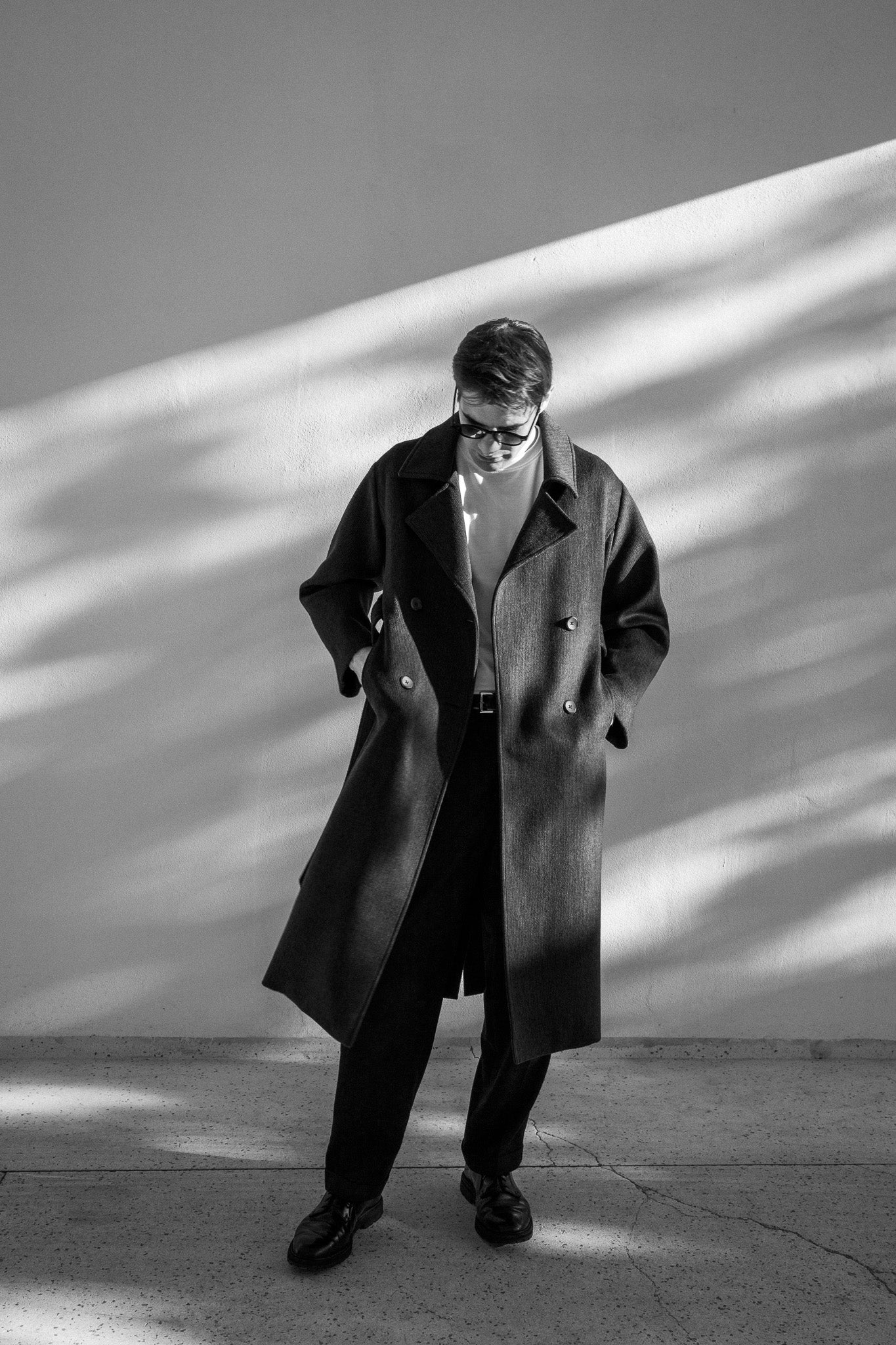 WOOL TRENCH COAT | BLUE WITH STRIPES
