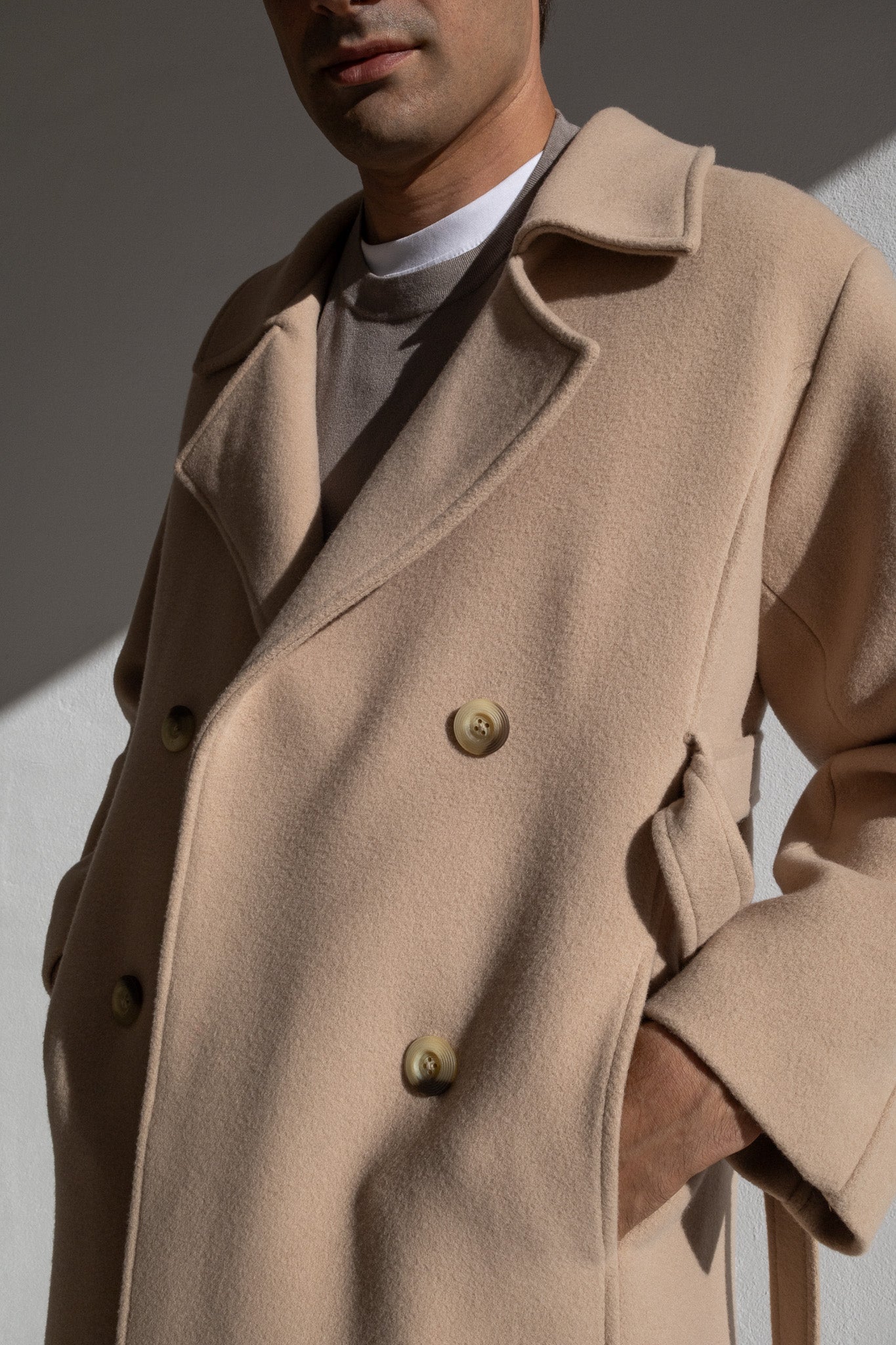 WOOL TRENCH COAT | LIGHT BEIGE