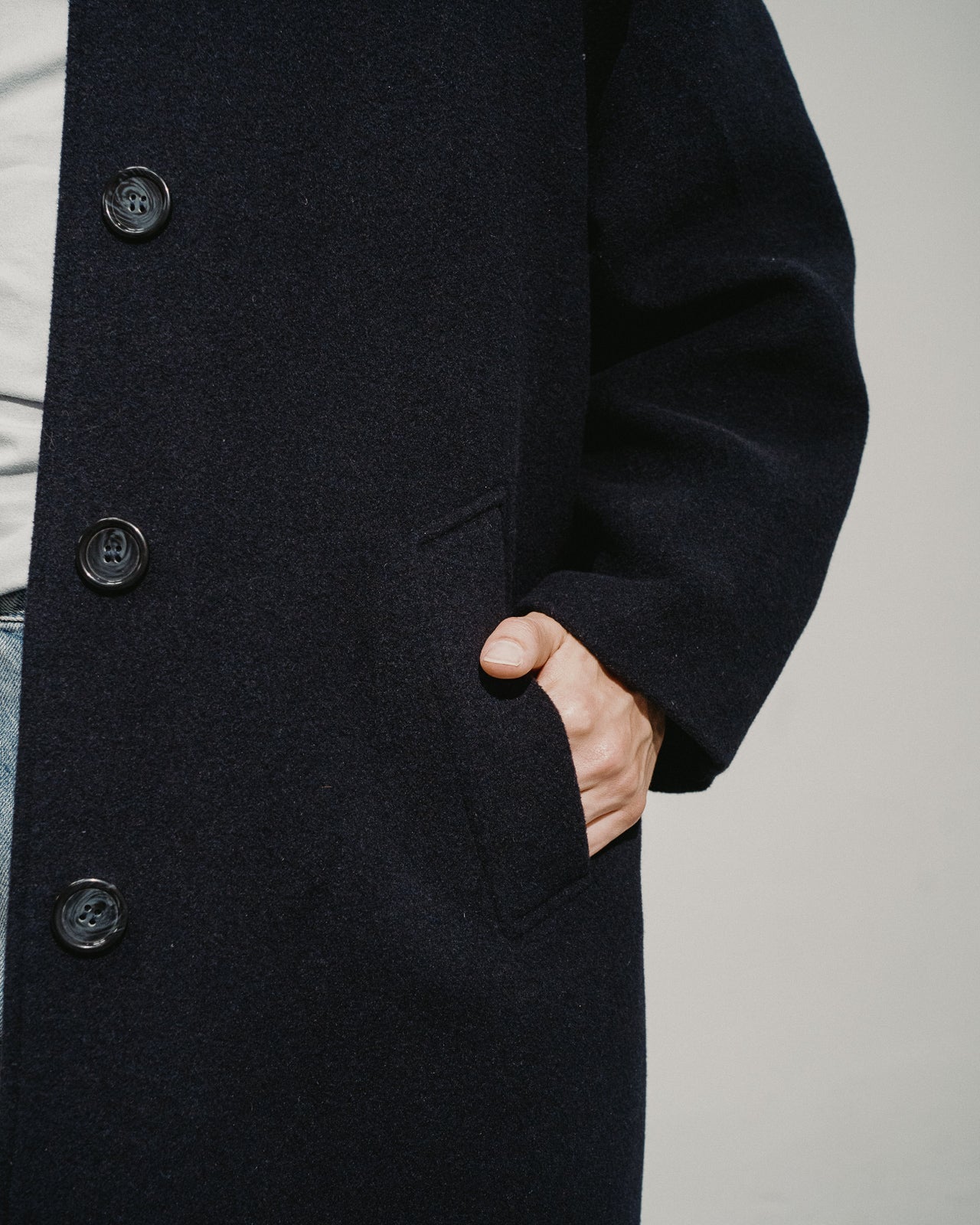 WOOL COCOON COAT | NAVY