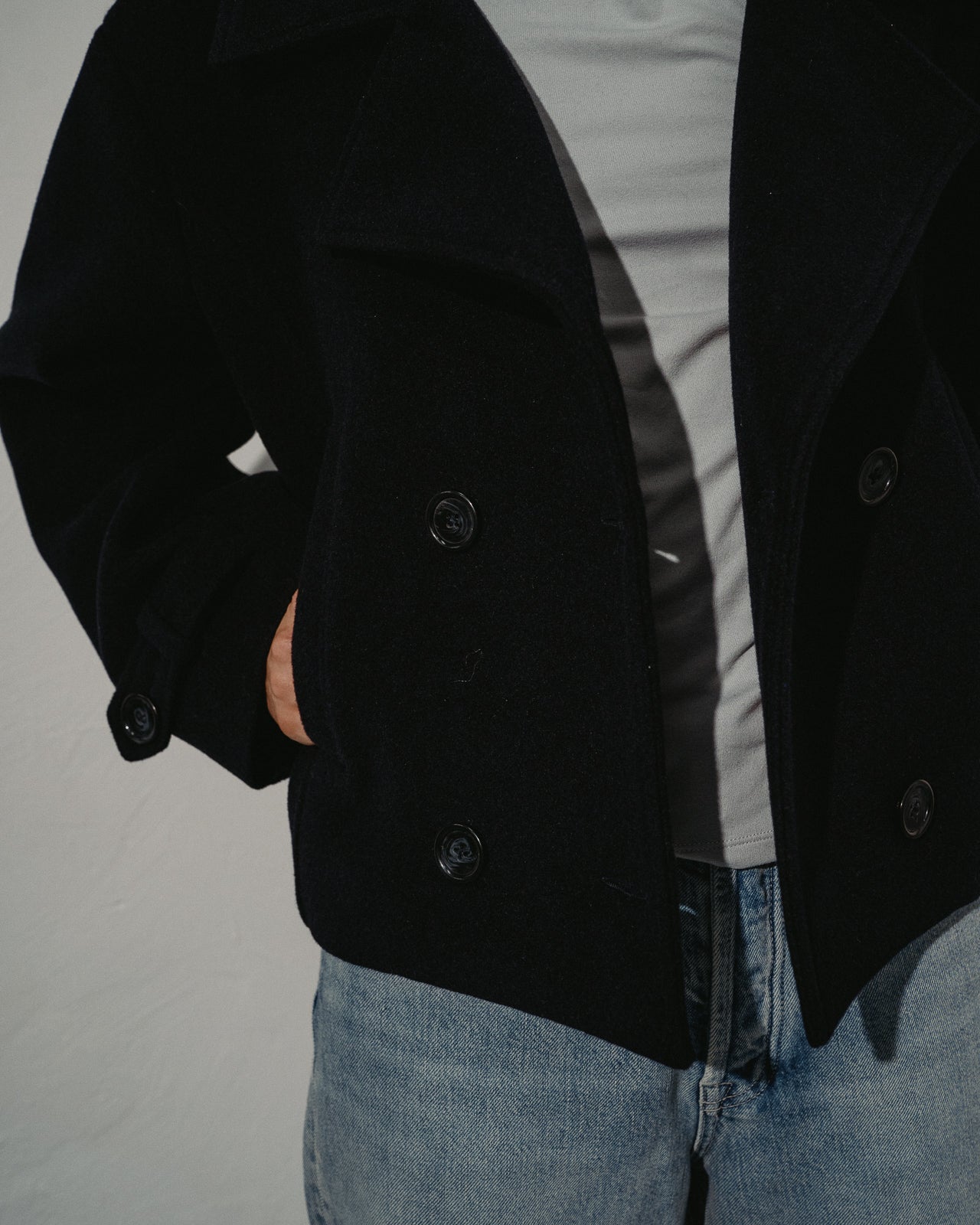 WOOL SHORT COAT | NAVY