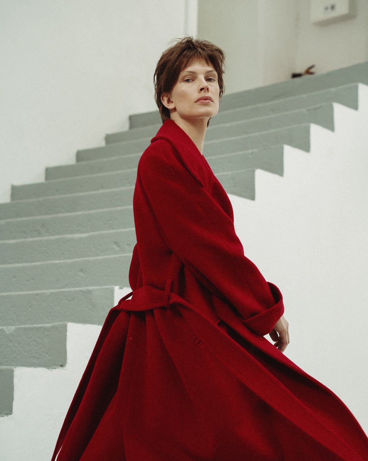 WOOL OVERSIZED COAT | RED