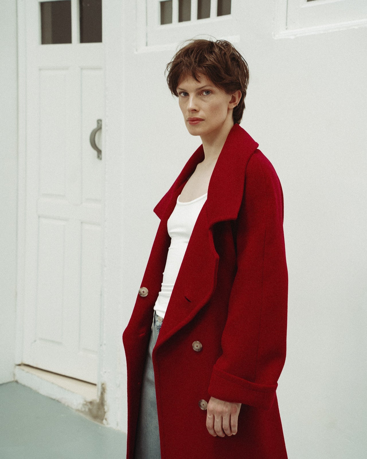 WOOL OVERSIZED COAT | RED