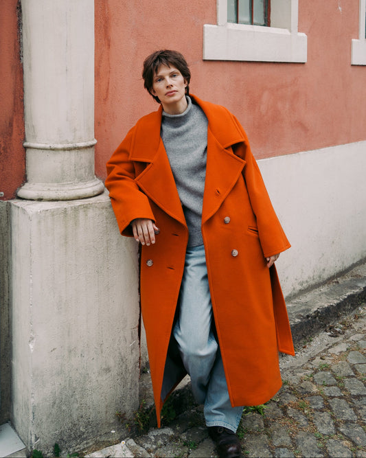 WOOL OVERSIZED COAT | ORANGE