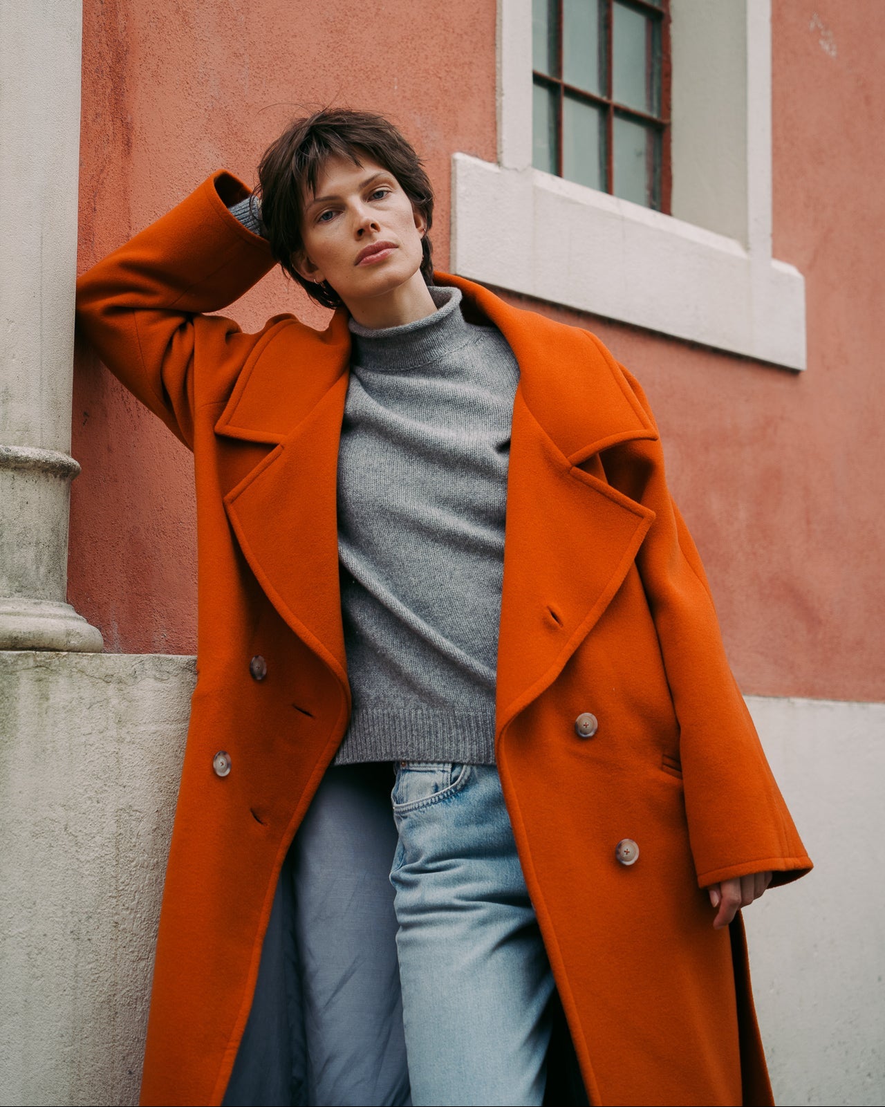 WOOL OVERSIZED COAT | ORANGE