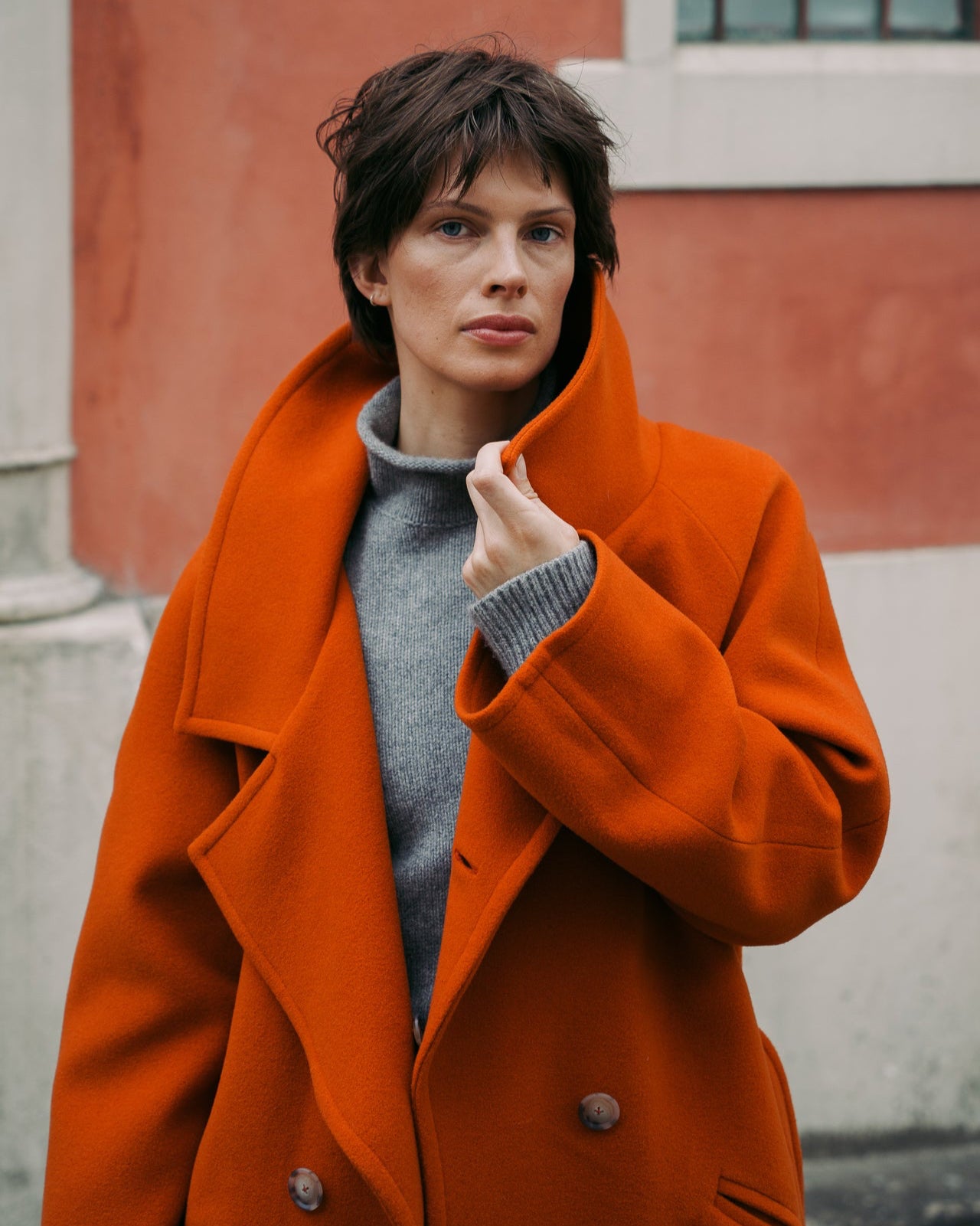 WOOL OVERSIZED COAT | ORANGE