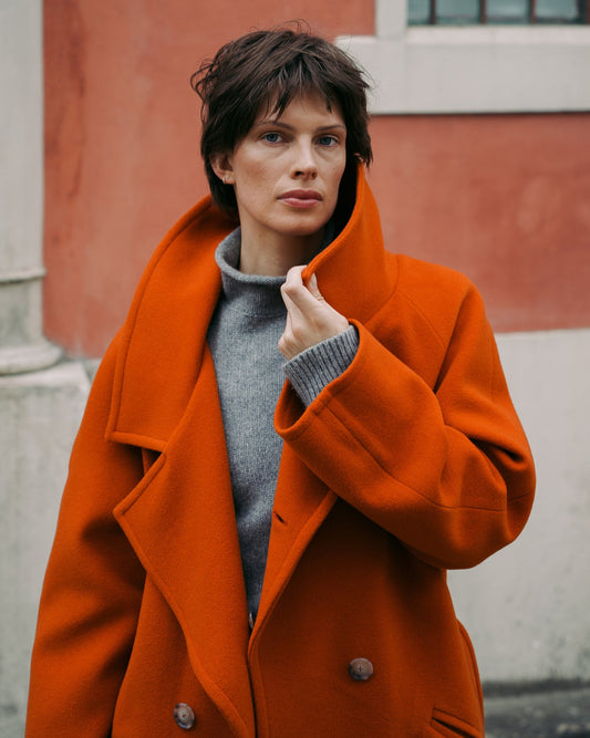WOOL OVERSIZED COAT | ORANGE