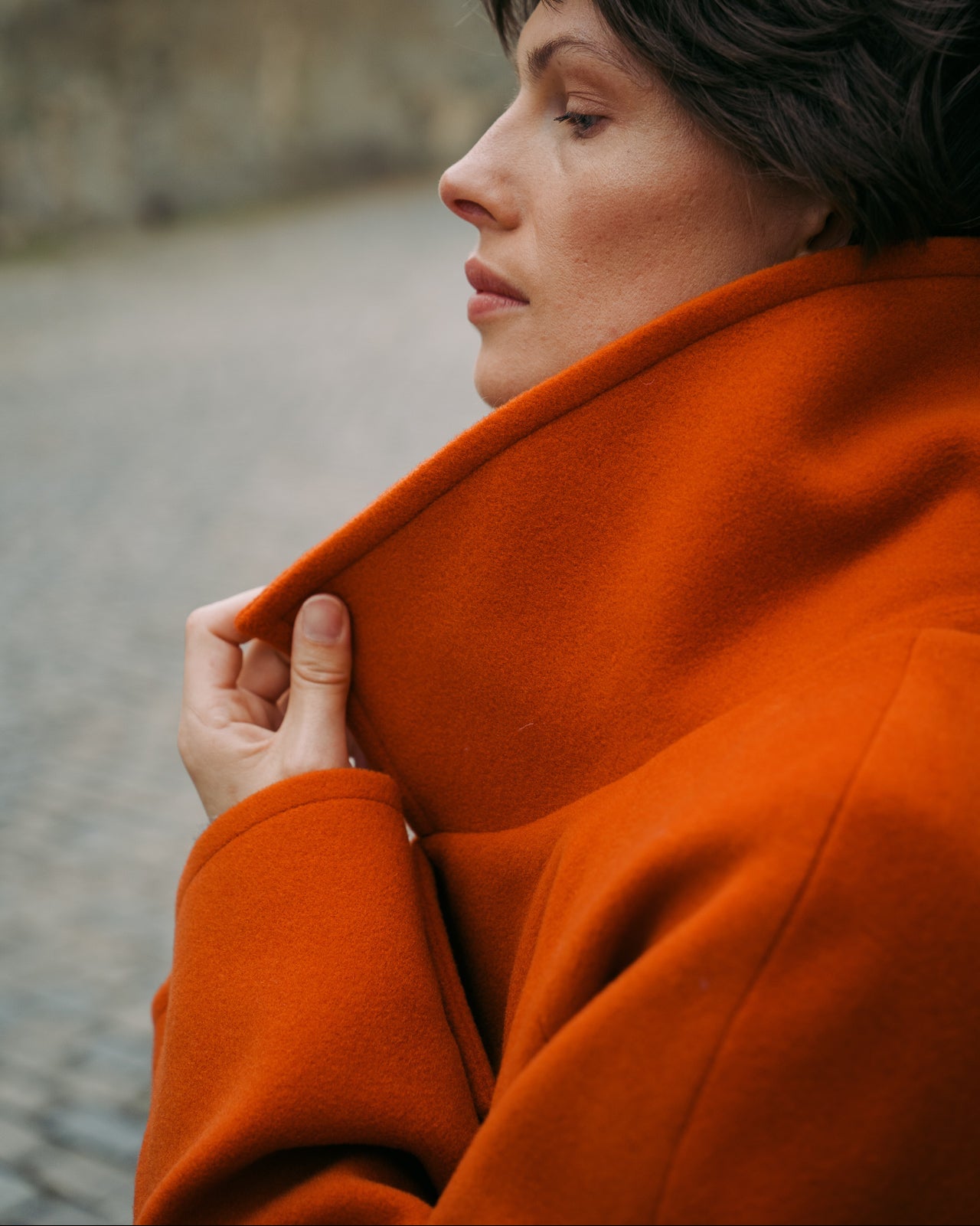 WOOL OVERSIZED COAT | ORANGE