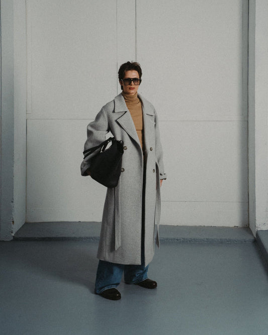 WOOL SIGNATURE TRENCH COAT | LIGHT GREY