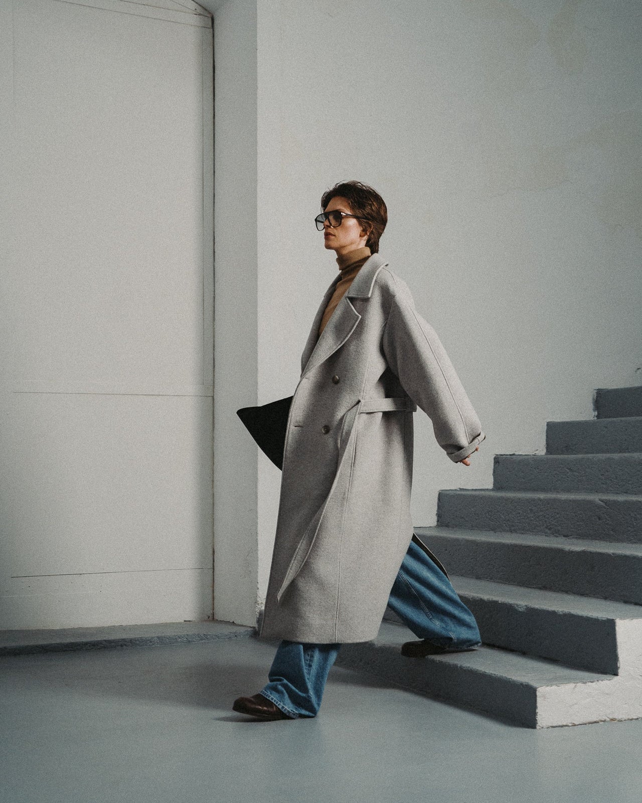 WOOL SIGNATURE TRENCH COAT | LIGHT GREY