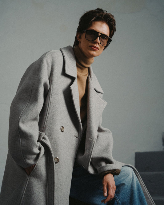 WOOL SIGNATURE TRENCH COAT | LIGHT GREY