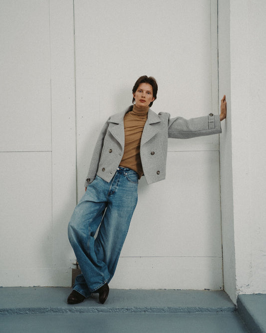 WOOL SHORT COAT | LIGHT BEIGE