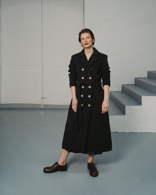 WOOL ICONIC COAT | DARK ANTHRACITE