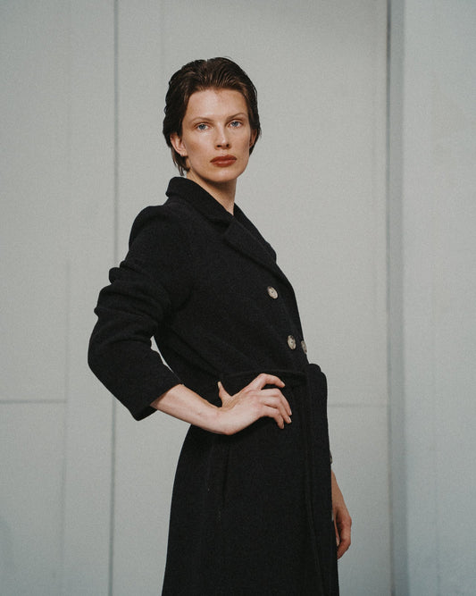 WOOL ICONIC COAT | DARK ANTHRACITE
