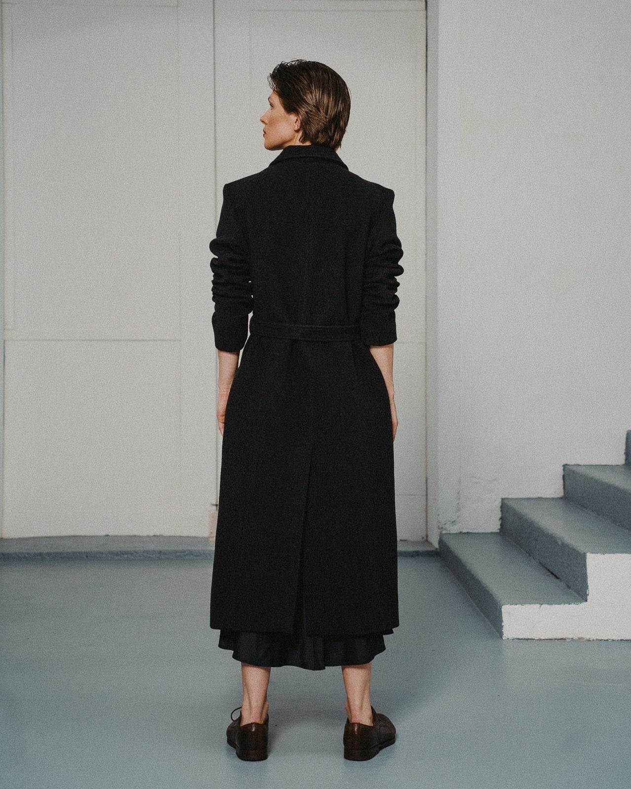 WOOL ICONIC COAT | DARK ANTHRACITE