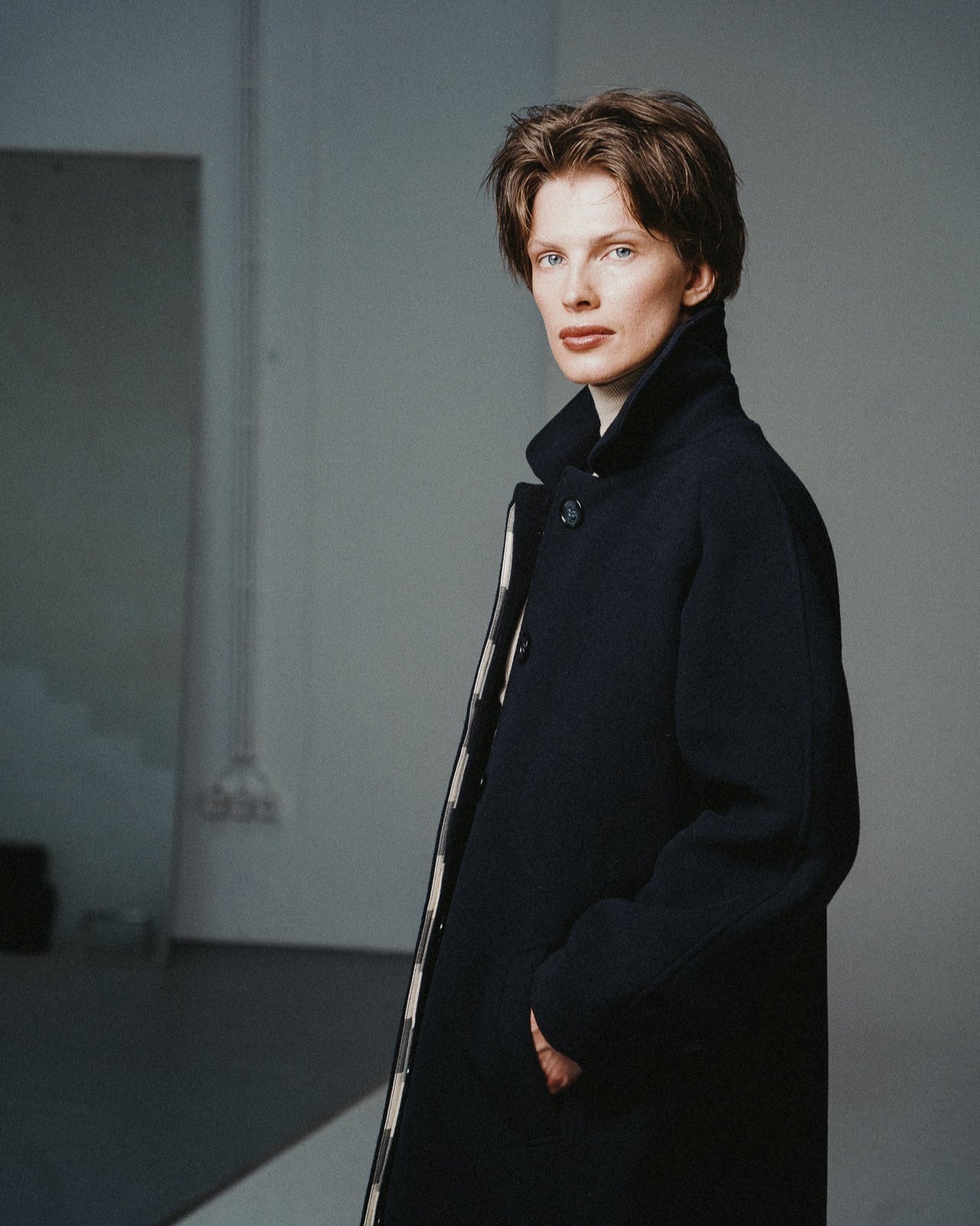 WOOL COCOON COAT | NAVY