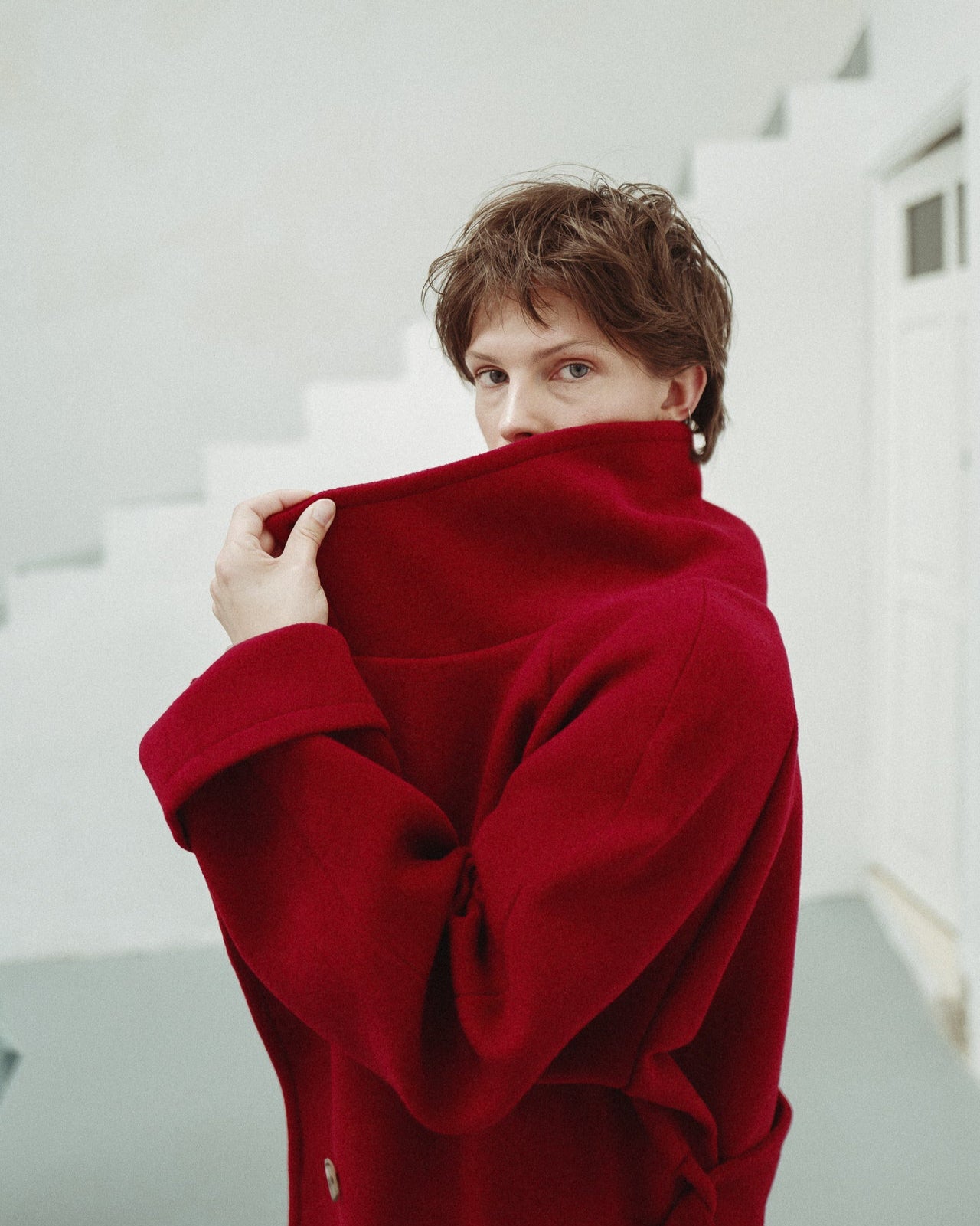 WOOL OVERSIZED COAT | RED